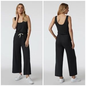 Vuori Black Jumpsuit with Drawstring Waist and Wide-Leg Pants